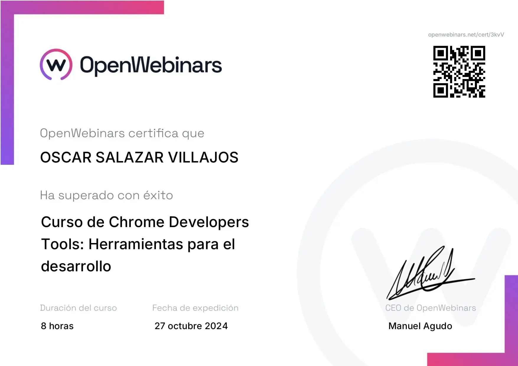 Certificado Chrome Developer